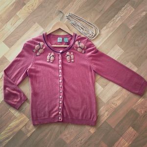 Vintage Anthropologie Pink poodle cardigan